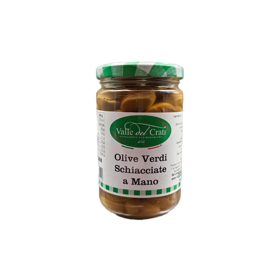 Hand-crushed green olives
