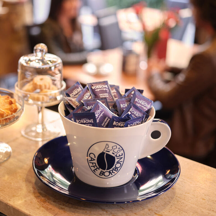 Giant Borbone cup carries sugar